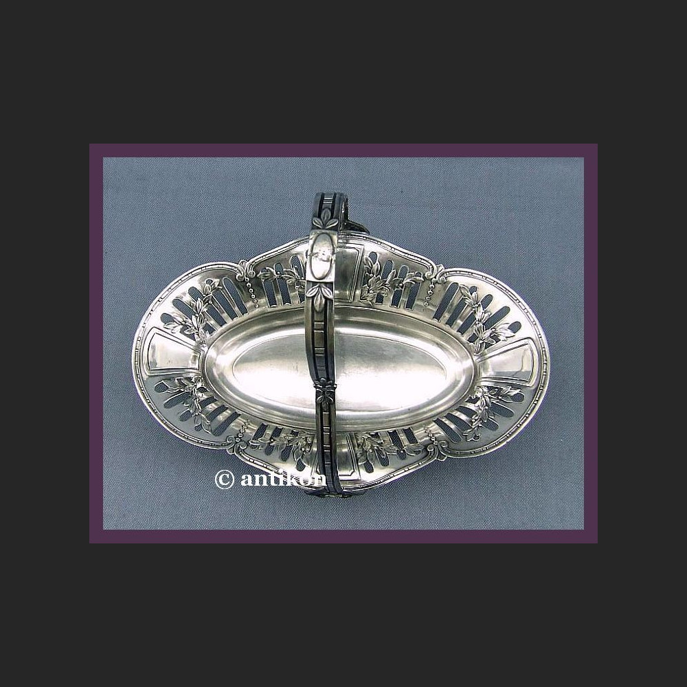 SECESYJNA SREBRZONA PATERA KOSZYK KAYSERZINN  NA OWOCE SYGNOWANA LATA 20 XX W.