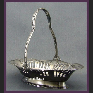 SECESYJNA SREBRZONA PATERA KOSZYK KAYSERZINN  NA OWOCE SYGNOWANA LATA 20 XX W.