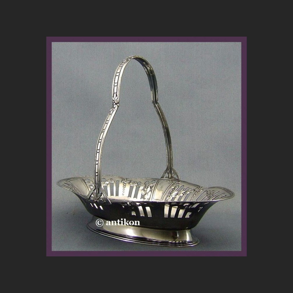 SECESYJNA SREBRZONA PATERA KOSZYK KAYSERZINN  NA OWOCE SYGNOWANA LATA 20 XX W.