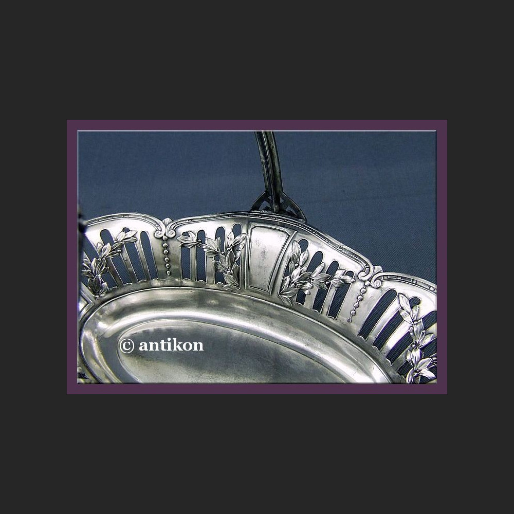 SECESYJNA SREBRZONA PATERA KOSZYK KAYSERZINN  NA OWOCE SYGNOWANA LATA 20 XX W.