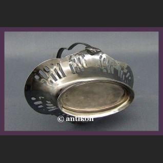 SECESYJNA SREBRZONA PATERA KOSZYK KAYSERZINN  NA OWOCE SYGNOWANA LATA 20 XX W.