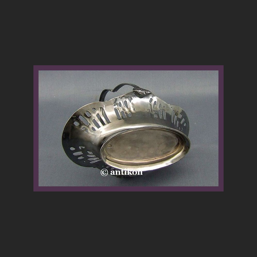 SECESYJNA SREBRZONA PATERA KOSZYK KAYSERZINN  NA OWOCE SYGNOWANA LATA 20 XX W.