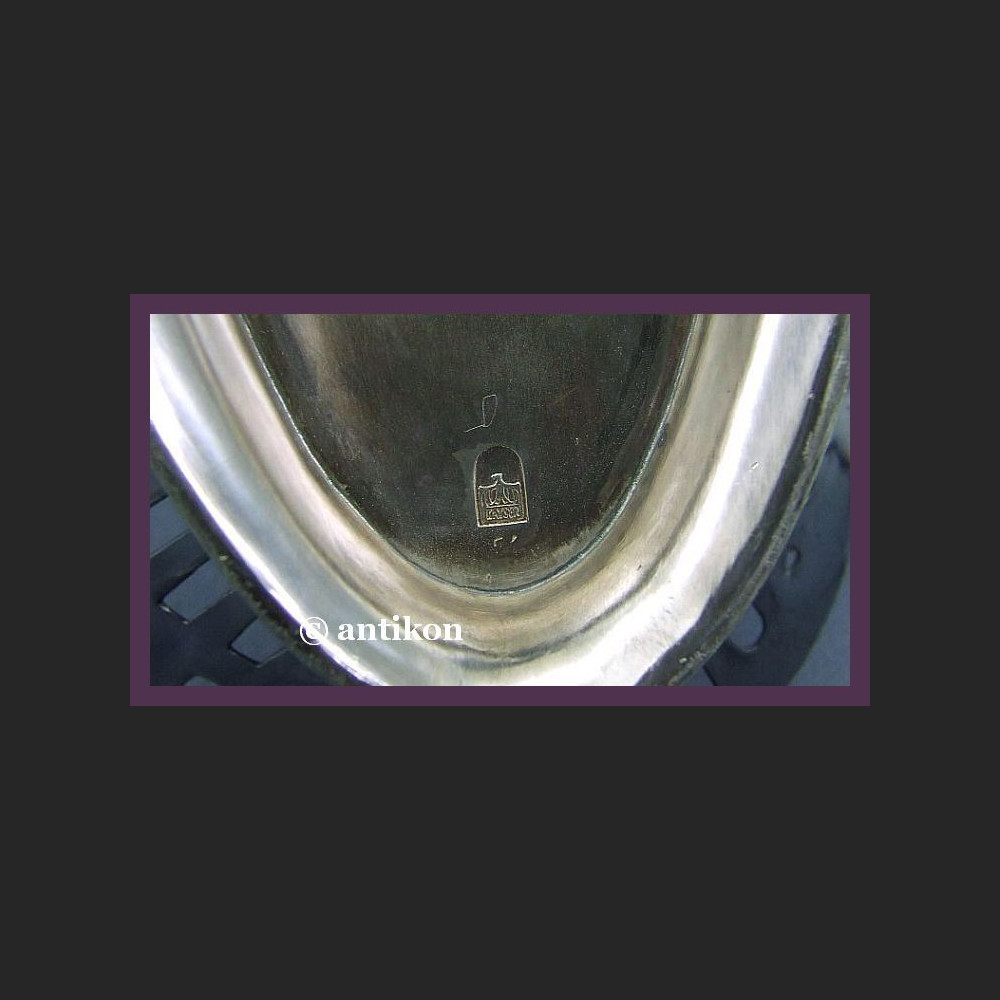 SECESYJNA SREBRZONA PATERA KOSZYK KAYSERZINN  NA OWOCE SYGNOWANA LATA 20 XX W.