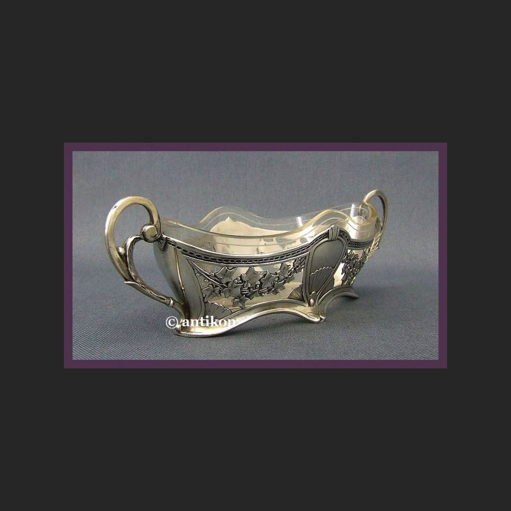 SECESYJNA SREBRZONA ŻARDINIERKA SYGNOWANA POCZ. XX W.