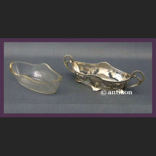 SECESYJNA SREBRZONA ŻARDINIERKA SYGNOWANA POCZ. XX W.