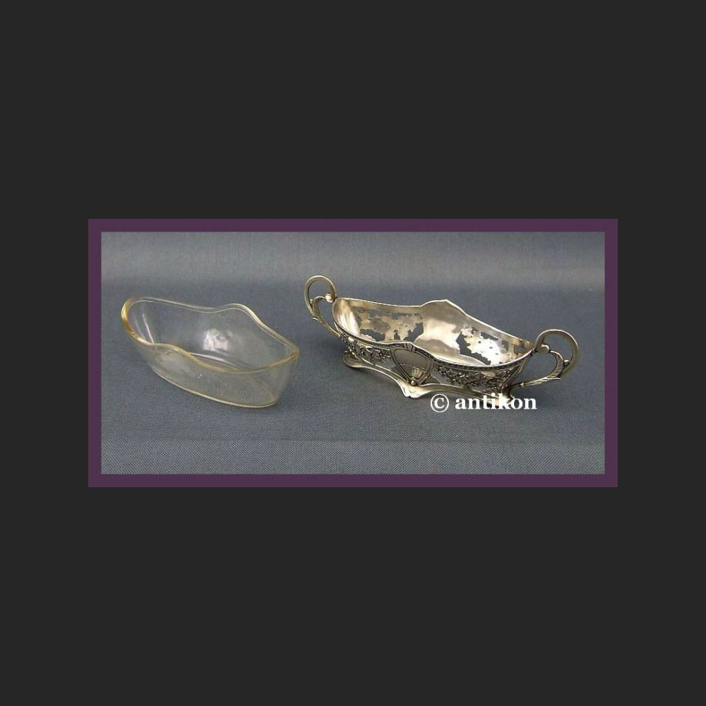 SECESYJNA SREBRZONA ŻARDINIERKA SYGNOWANA POCZ. XX W.