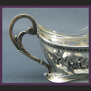 SECESYJNA SREBRZONA ŻARDINIERKA SYGNOWANA POCZ. XX W.