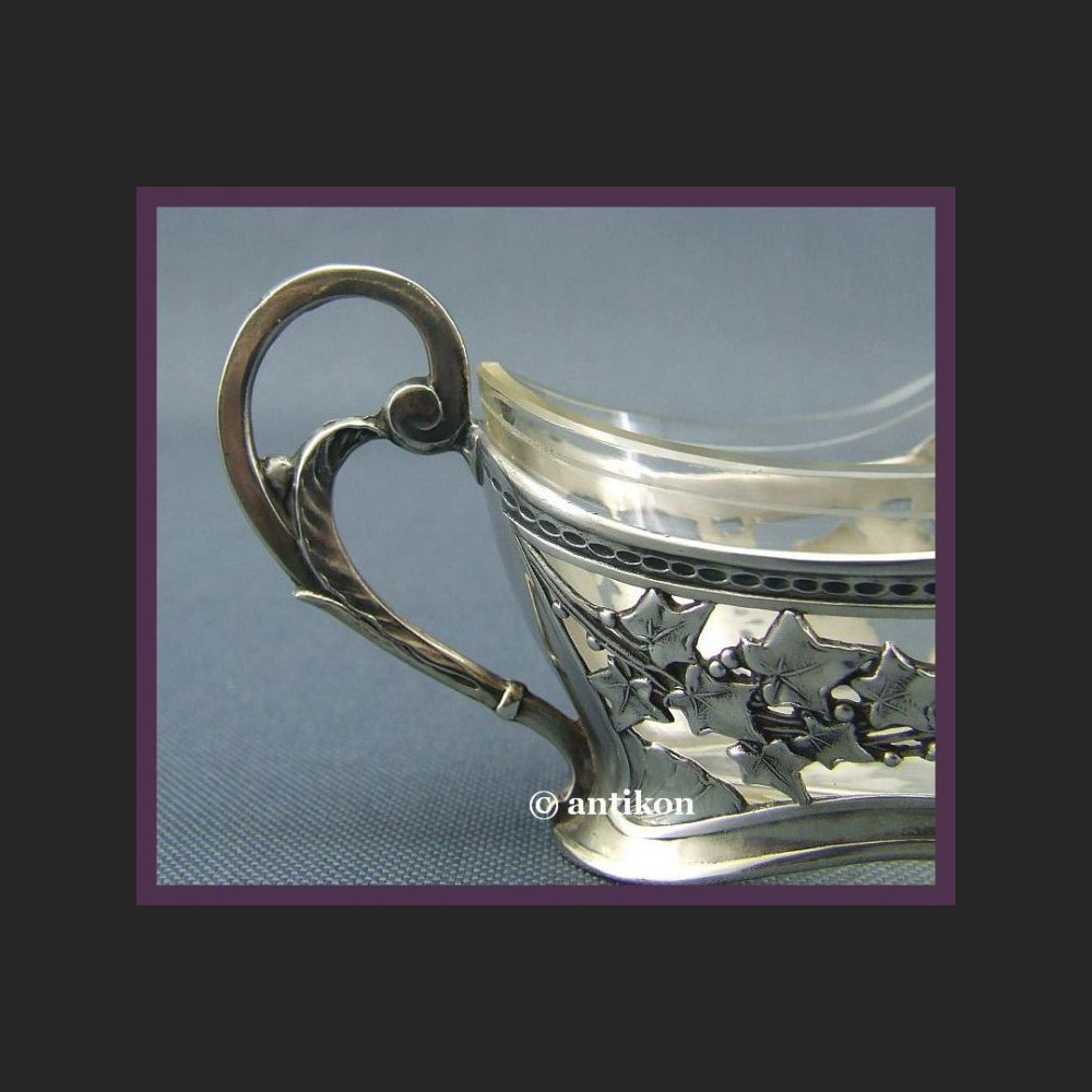 SECESYJNA SREBRZONA ŻARDINIERKA SYGNOWANA POCZ. XX W.