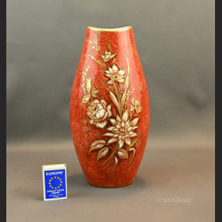 Czerwony wazon bawarski Alka Kunst malowany Czerwony wazon bawarski Alka Kunst malowany