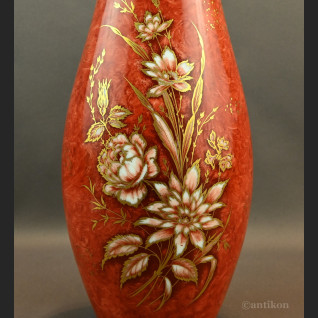Czerwony wazon bawarski Alka Kunst malowany Czerwony wazon bawarski Alka Kunst malowany