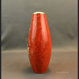 Czerwony wazon bawarski Alka Kunst malowany Czerwony wazon bawarski Alka Kunst malowany