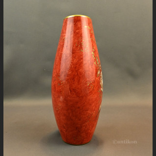 Czerwony wazon bawarski Alka Kunst malowany Czerwony wazon bawarski Alka Kunst malowany