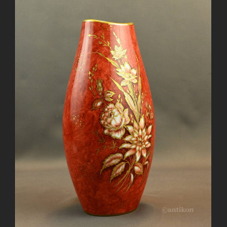 Czerwony wazon bawarski Alka Kunst malowany Czerwony wazon bawarski Alka Kunst malowany