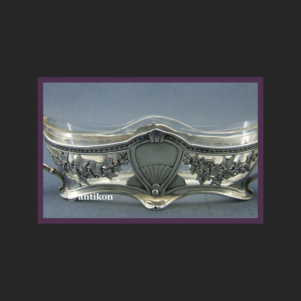 SECESYJNA SREBRZONA ŻARDINIERKA SYGNOWANA POCZ. XX W.