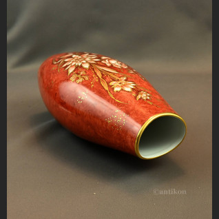 Czerwony wazon bawarski Alka Kunst malowany Czerwony wazon bawarski Alka Kunst malowany