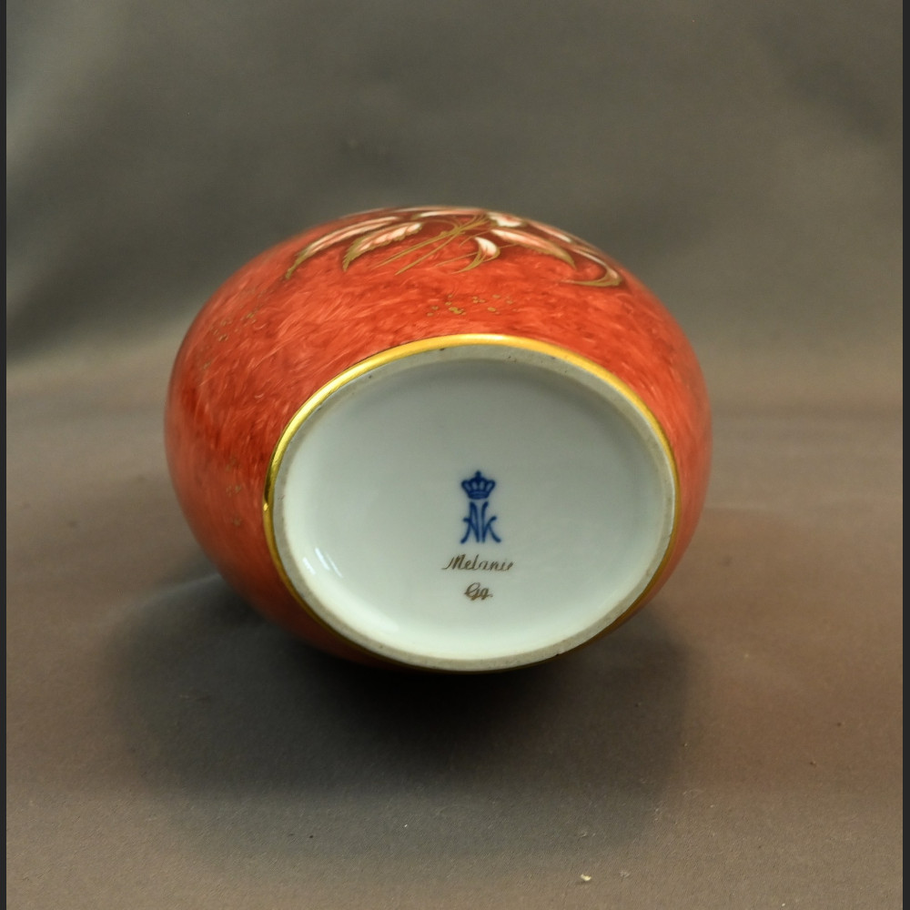 Czerwony wazon bawarski Alka Kunst malowany Czerwony wazon bawarski Alka Kunst malowany