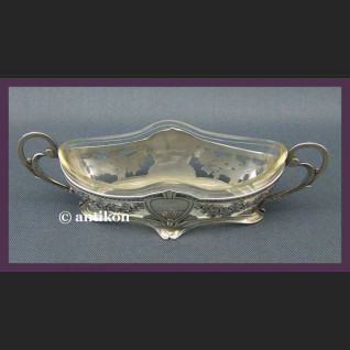 SECESYJNA SREBRZONA ŻARDINIERKA SYGNOWANA POCZ. XX W.