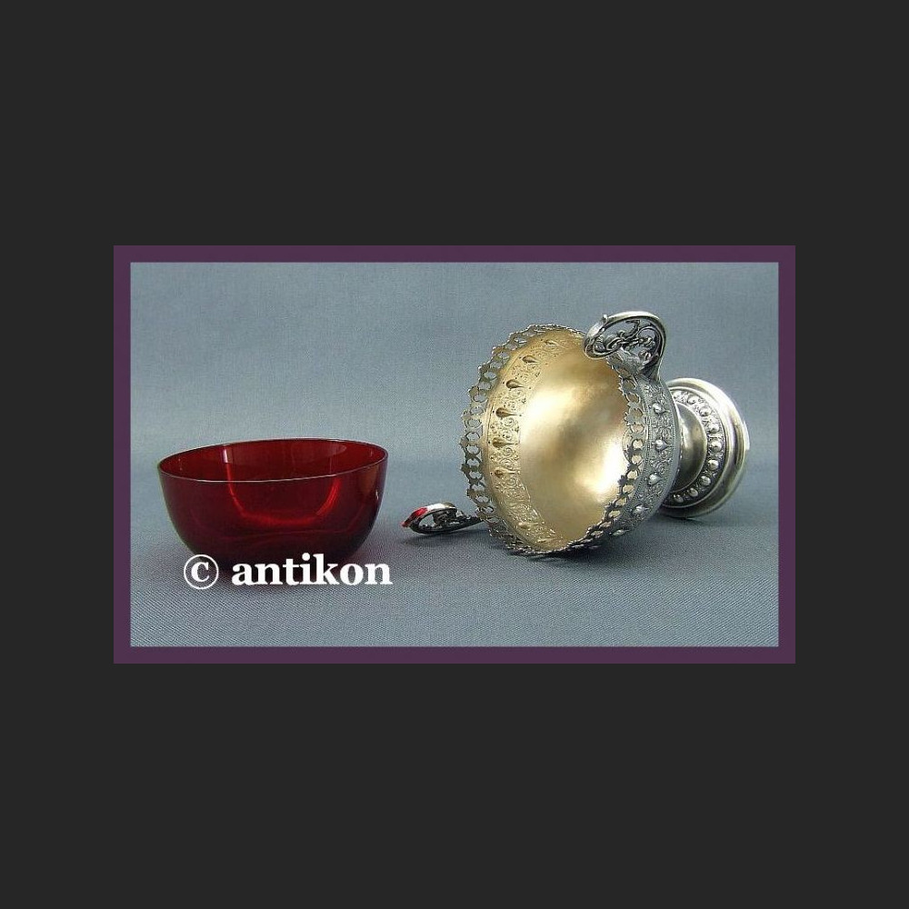 Cukiernica wfm śliczna rubinowa XIX  / XX  w. sygnowana 