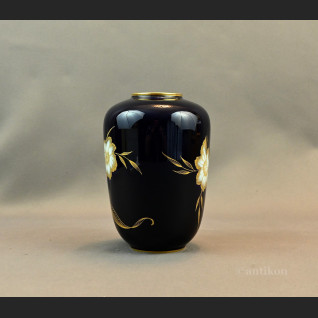 Wazon Rosenthal granatowy z kwiatami 