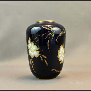 Wazon Rosenthal granatowy z kwiatami 