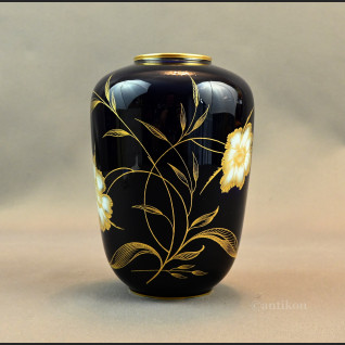 Wazon Rosenthal granatowy z kwiatami 