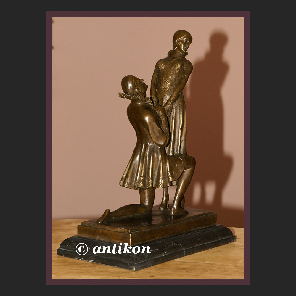 FRANCUSKA RZEŹBA Z BRĄZU ZARĘCZYNY