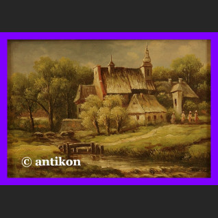 KOŚCIÓŁEK ŚLICZNY OBRAZ OLEJ DESKA CUDO RAMA