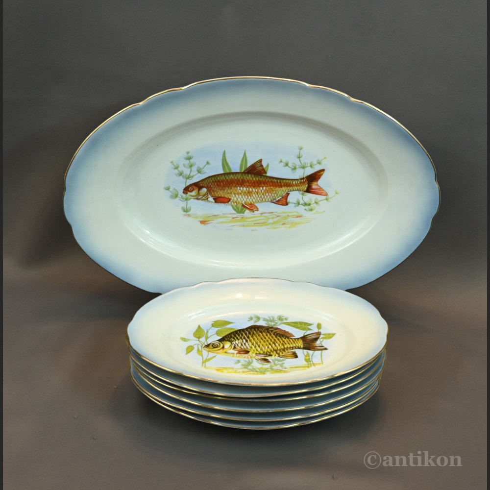 Serwis do ryb Ćmielów stara porcelana 