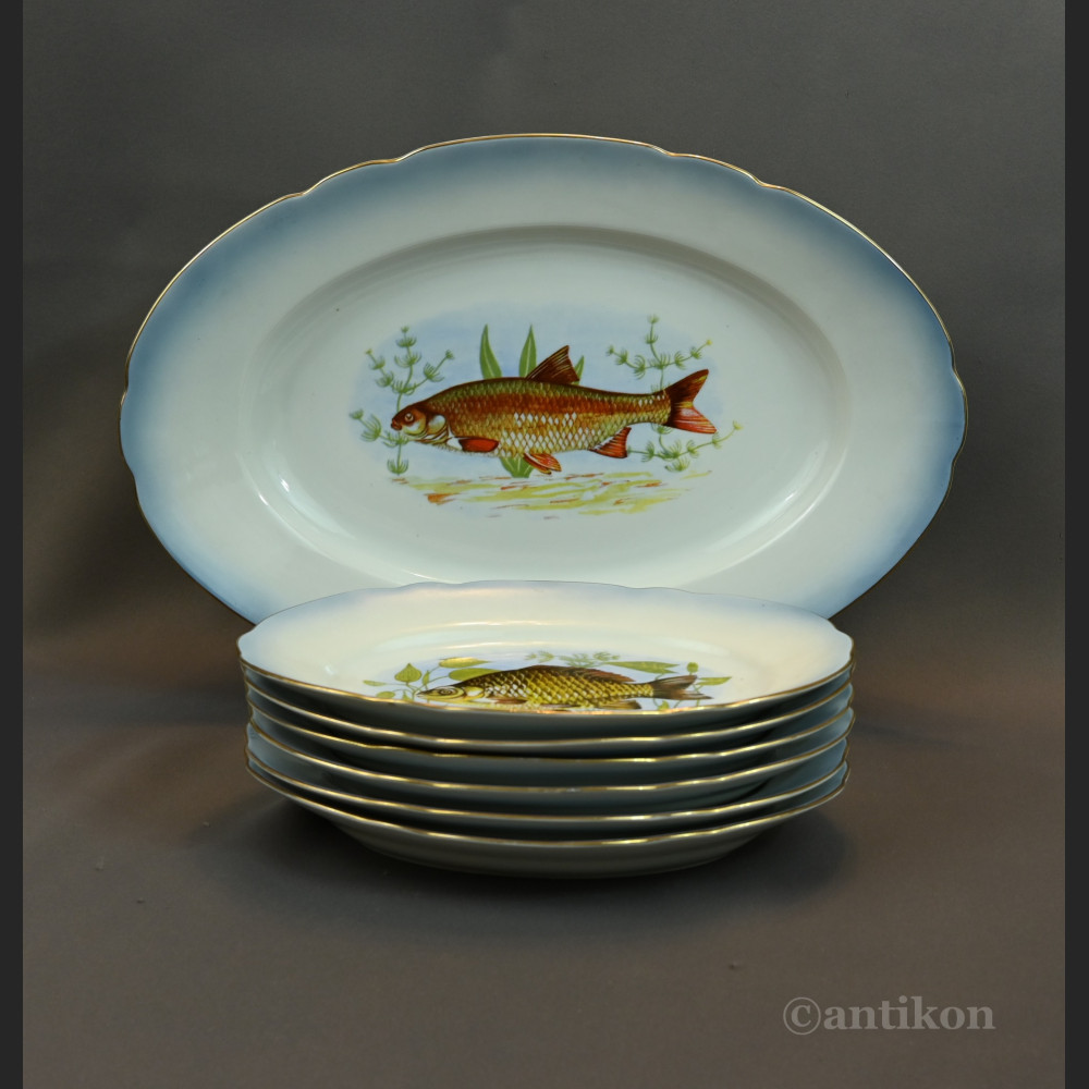 Serwis do ryb Ćmielów stara porcelana 