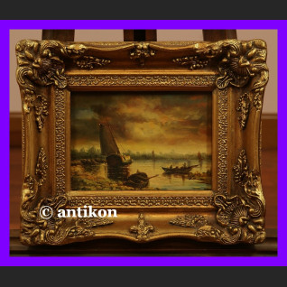 NOKTURN PEJZAŻ MORSKI HOLENDER ŚLICZNY OBRAZ