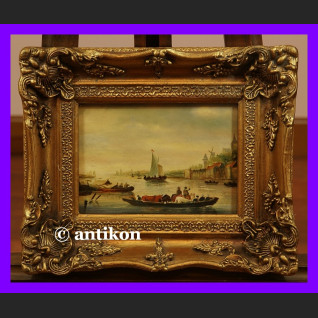 PRZEPRAWA FLAMANDZKI ŚLICZNY OBRAZ ZŁOCONA RAMA