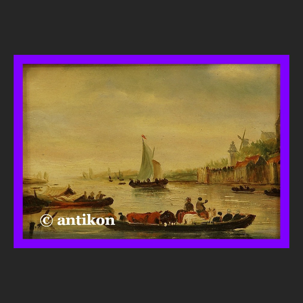 PRZEPRAWA FLAMANDZKI ŚLICZNY OBRAZ ZŁOCONA RAMA PRZEPRAWA FLAMANDZKI ŚLICZNY OBRAZ ZŁOCONA RAMA