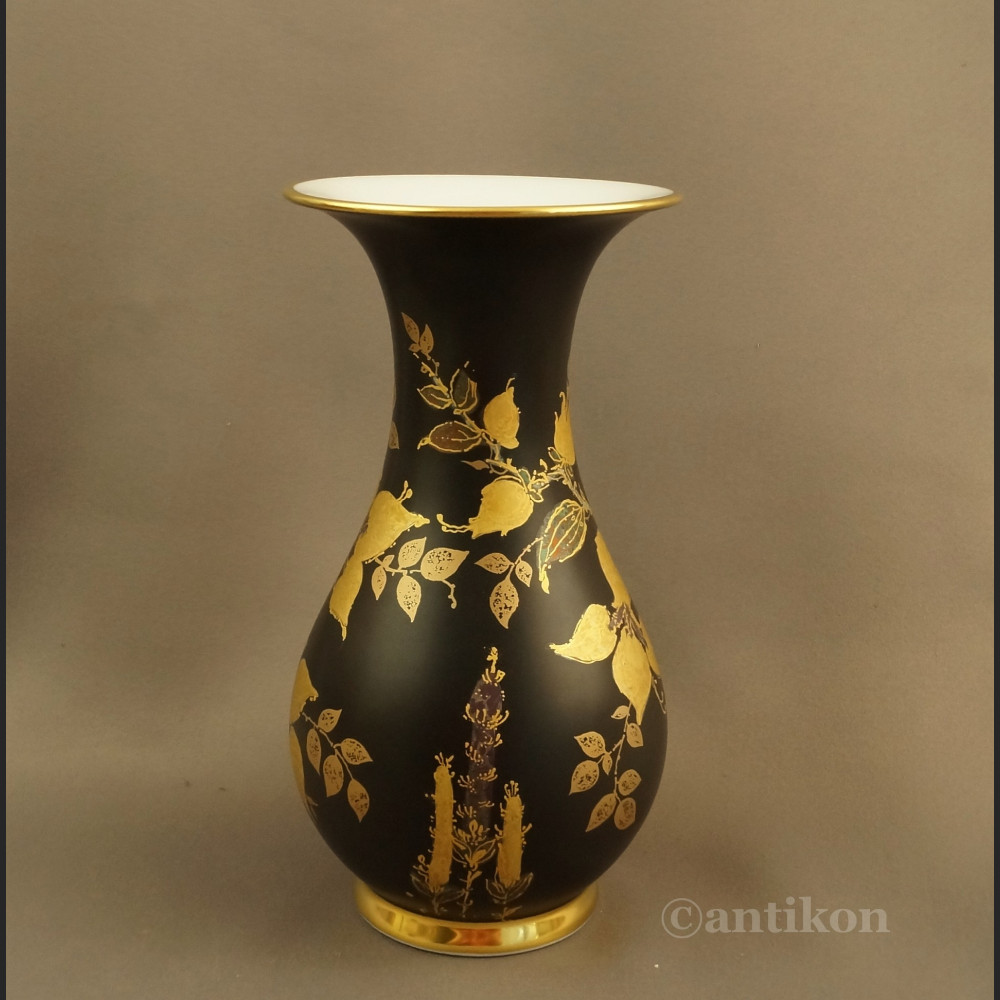 Elegancki wazon Rosenthal czarno złoty  Elegancki wazon Rosenthal czarno złoty