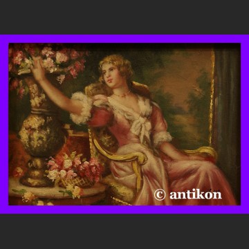 Obraz olejny Dama w salonie piękna scena 
