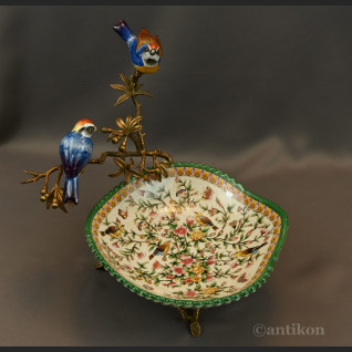 Patera secesyjna z ptaszkami 