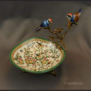 Patera secesyjna z ptaszkami 