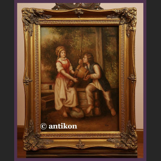 Obraz olejny staropolski Przy studni  Obraz olejny staropolski Przy studni