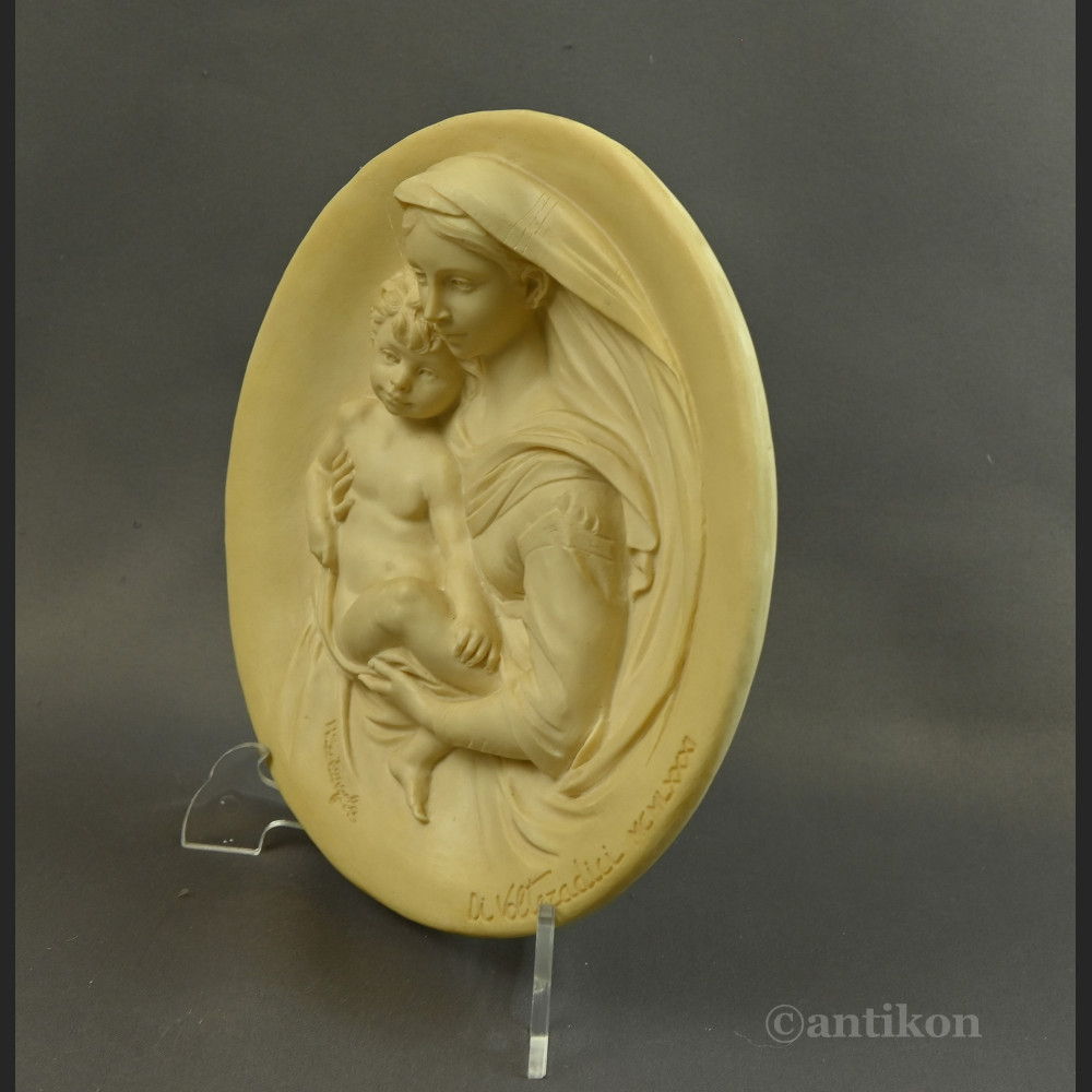 Włoskie Madonny relef z alabastru Włoskie Madonny relef z alabastru