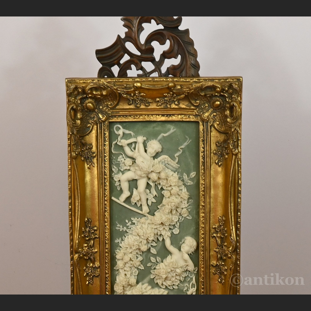 Barokowy relief alabastrowy aniołki 