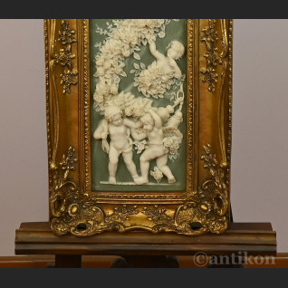 Barokowy relief alabastrowy aniołki 