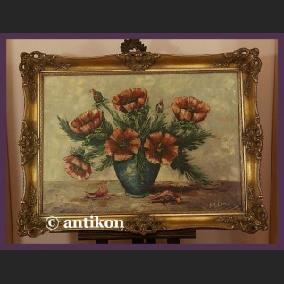 Kwiaty obrazy olejne maki w ramie 