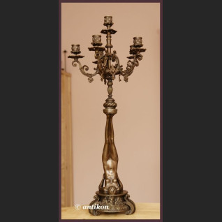 GIGANTYCZNY KANDELABR PRZEPIĘKNY AKT FRANCUSKI BRĄZ