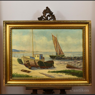 Łodzie rybackie nad Bałtykiem pejzaż 