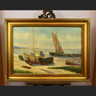 Łodzie rybackie nad Bałtykiem pejzaż 