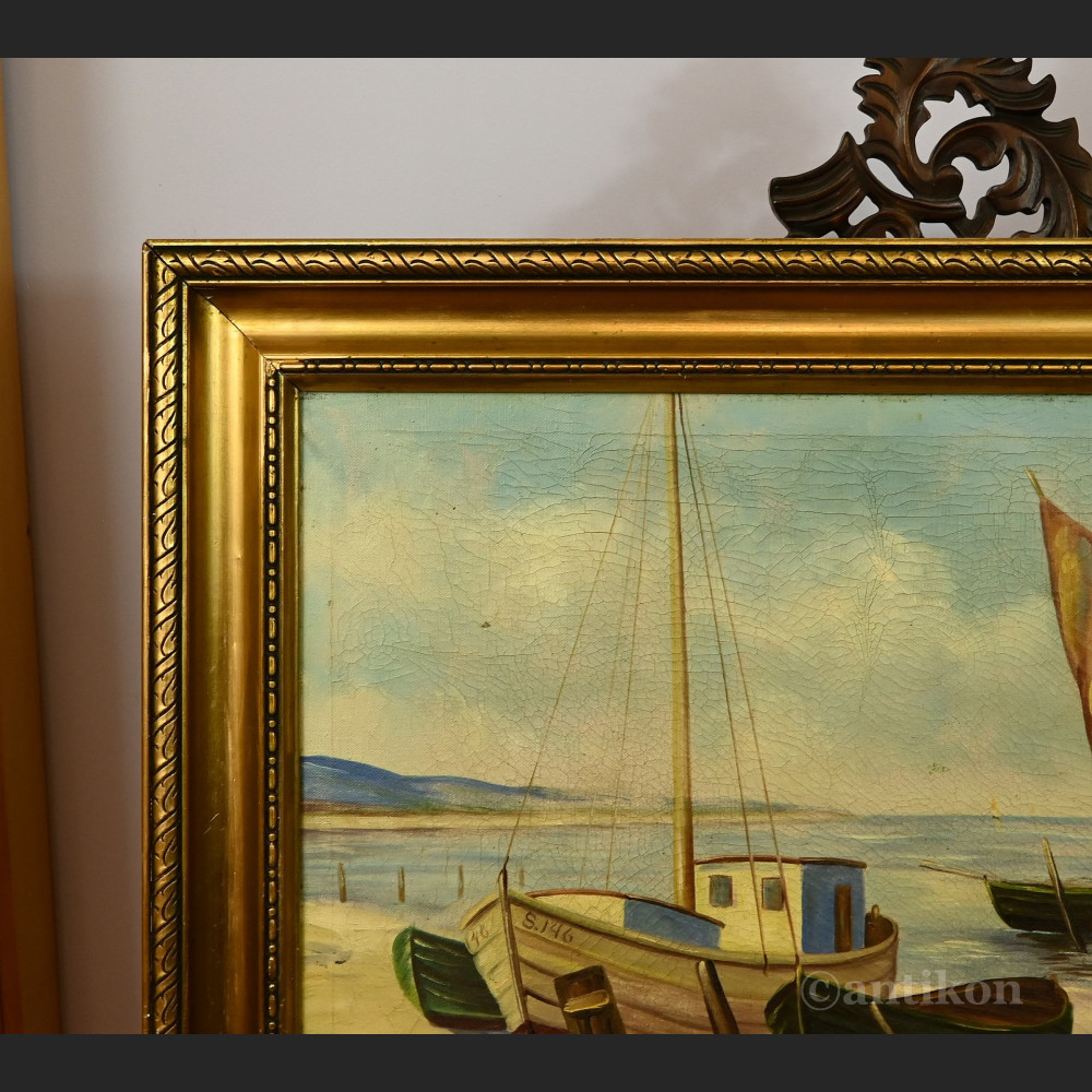 Łodzie rybackie nad Bałtykiem pejzaż 