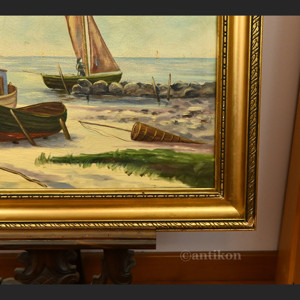 Łodzie rybackie nad Bałtykiem pejzaż 