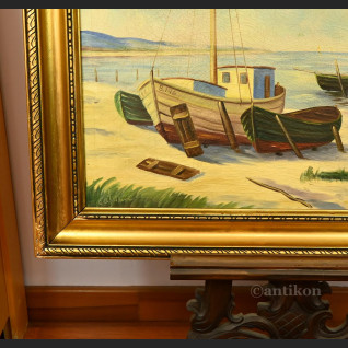 Łodzie rybackie nad Bałtykiem pejzaż 