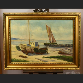 Łodzie rybackie nad Bałtykiem pejzaż 