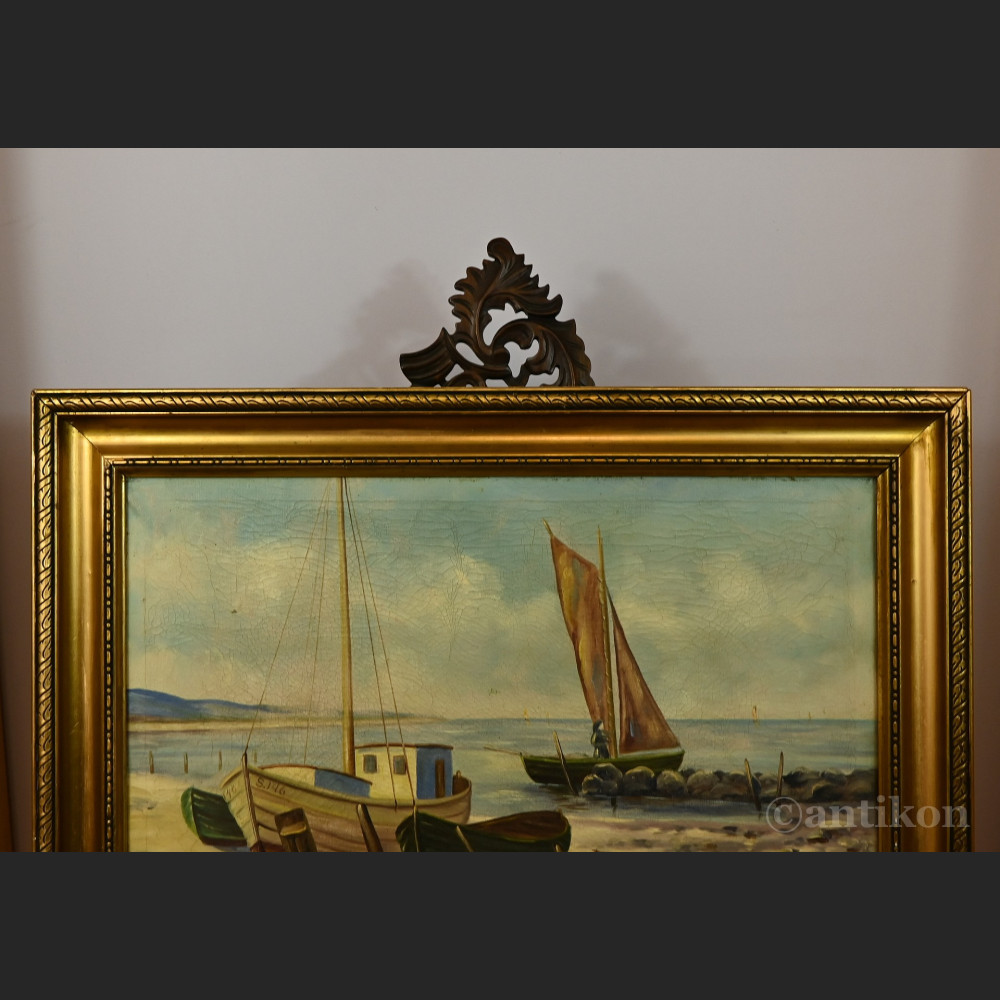 Łodzie rybackie nad Bałtykiem pejzaż 