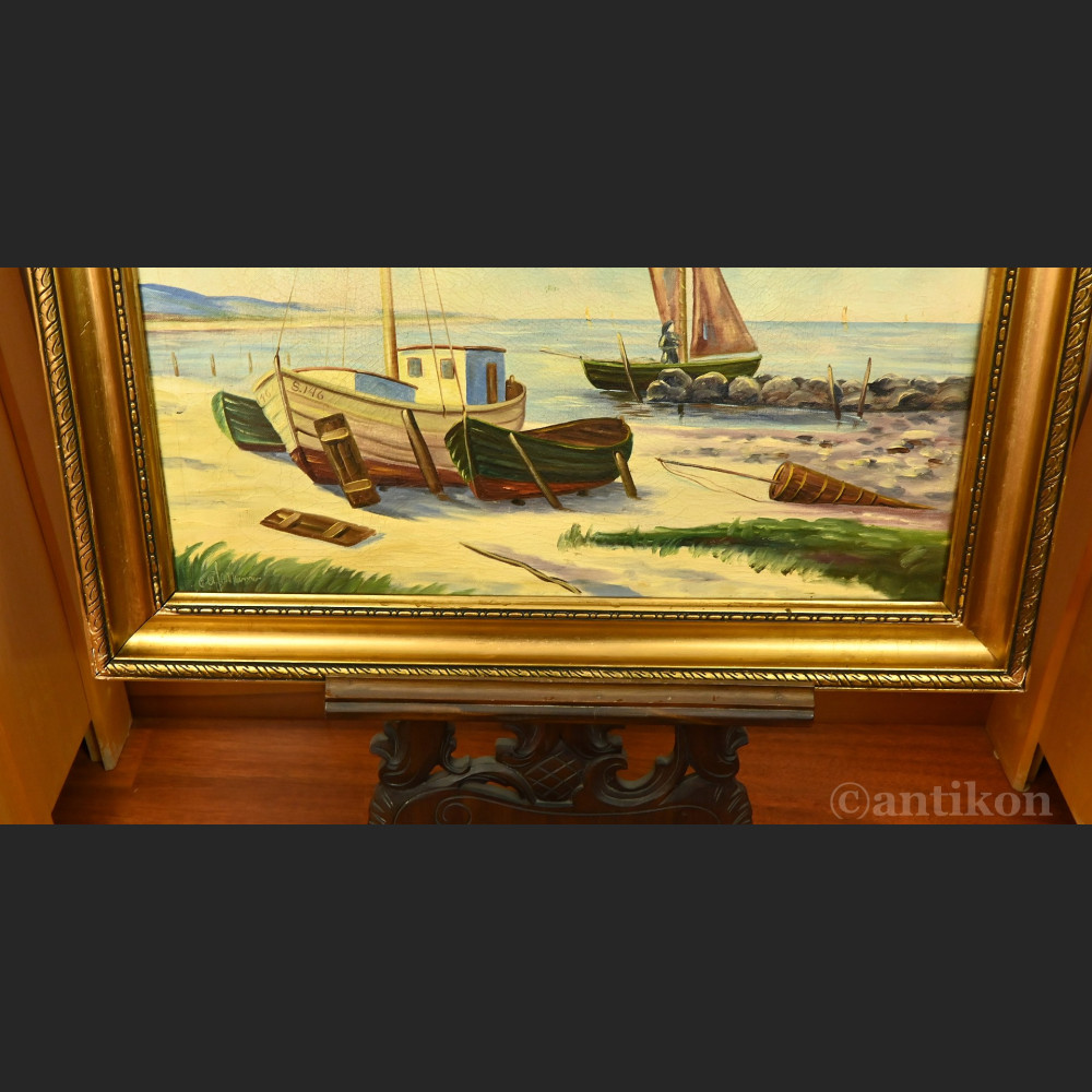 Łodzie rybackie nad Bałtykiem pejzaż 